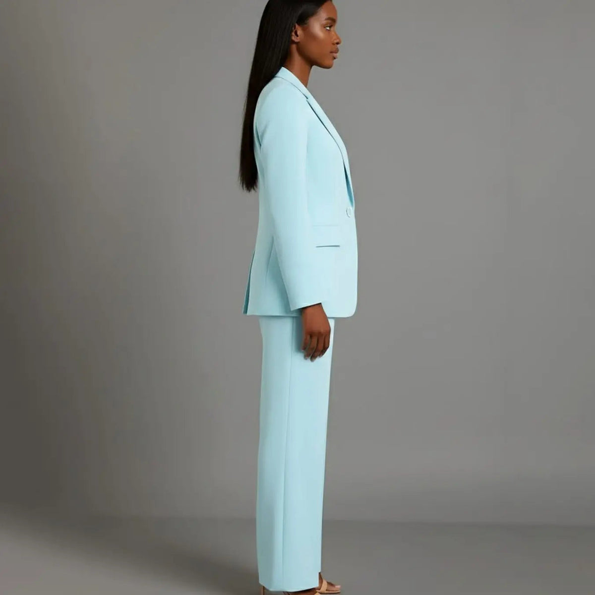 Women's Tailored Single-Button Blazer Trouser Suit Set
