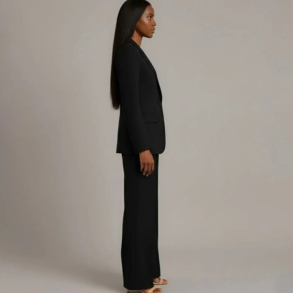 Women's Tailored Single-Button Blazer Trouser Suit Set