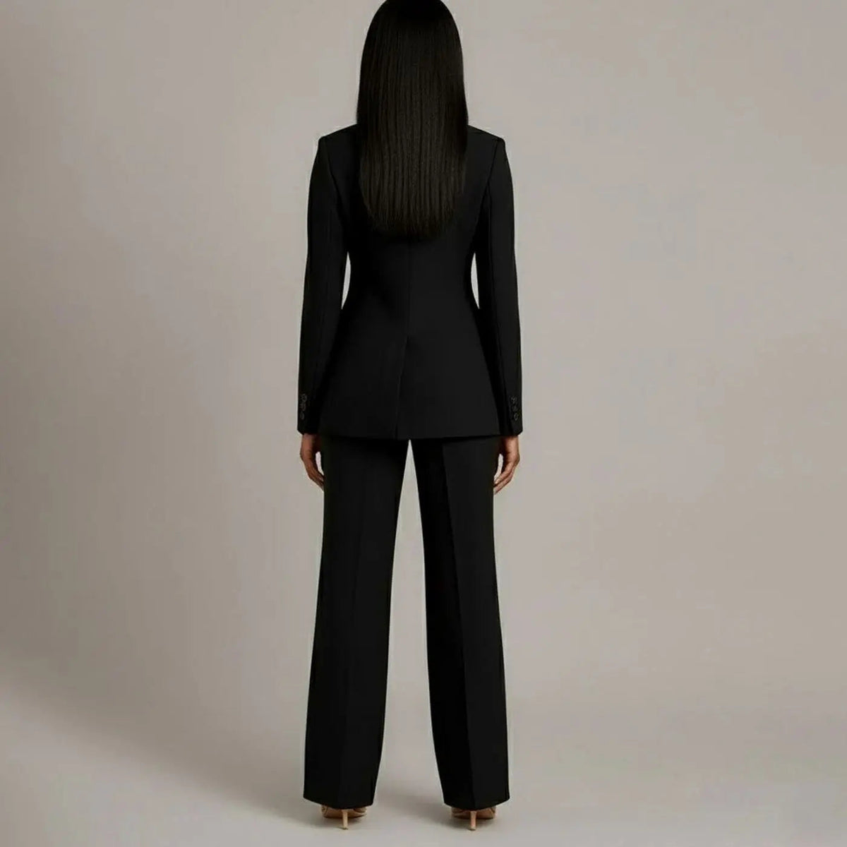 Women's Tailored Single-Button Blazer Trouser Suit Set