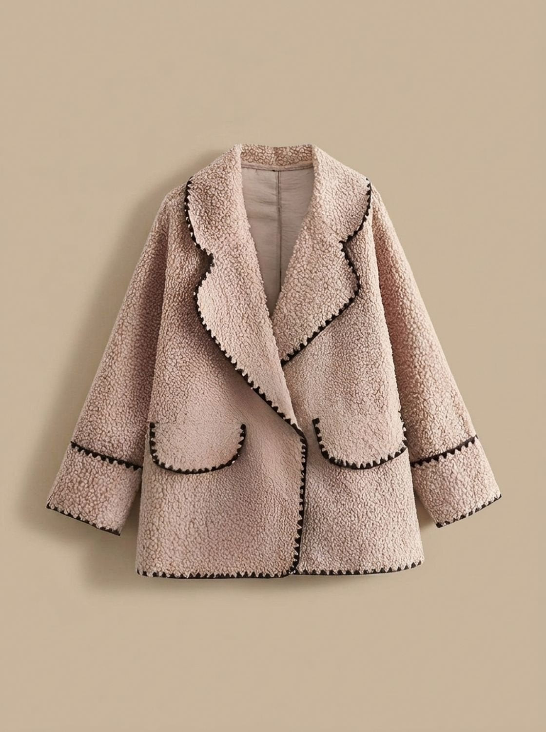 Amelia | Women's Teddy Faux Fur Bomber Jacket Contrast Trim