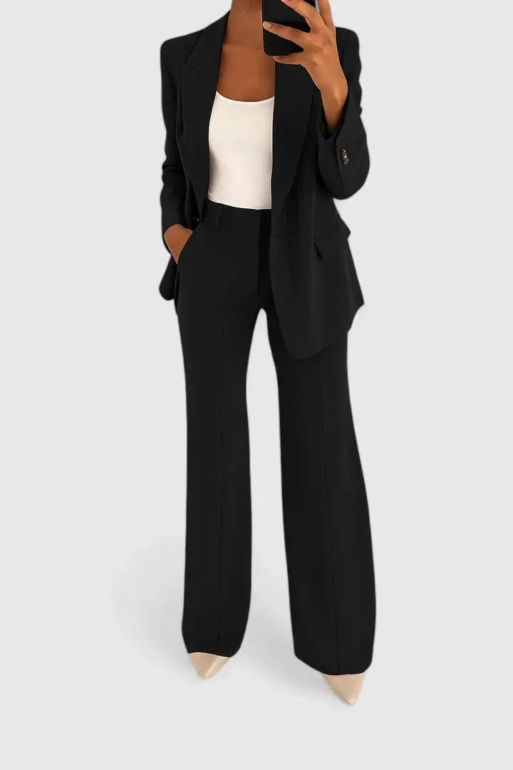 Women's Two Piece Suit Set Tailored Blazer Trousers Office