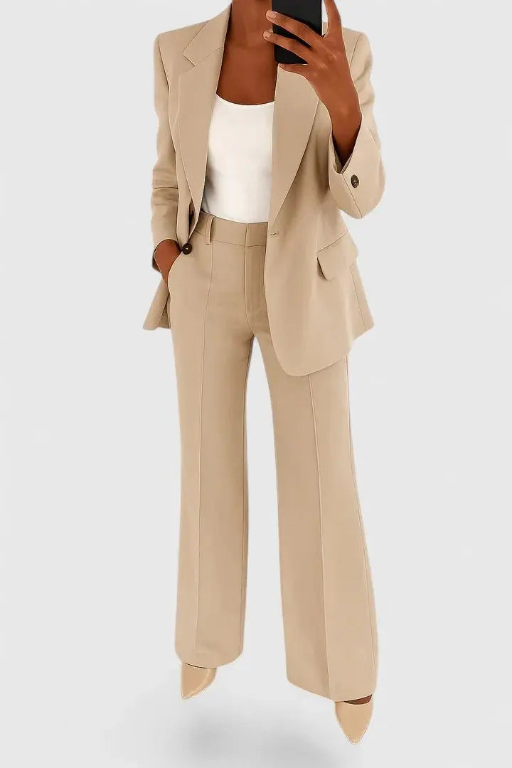 Women's Two Piece Suit Set Tailored Blazer Trousers Office