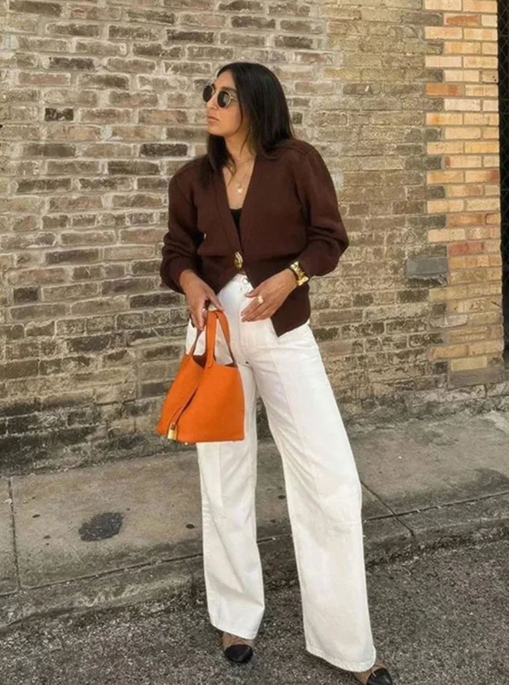 Women's V-Neck Gold-Button Knit Cardigan