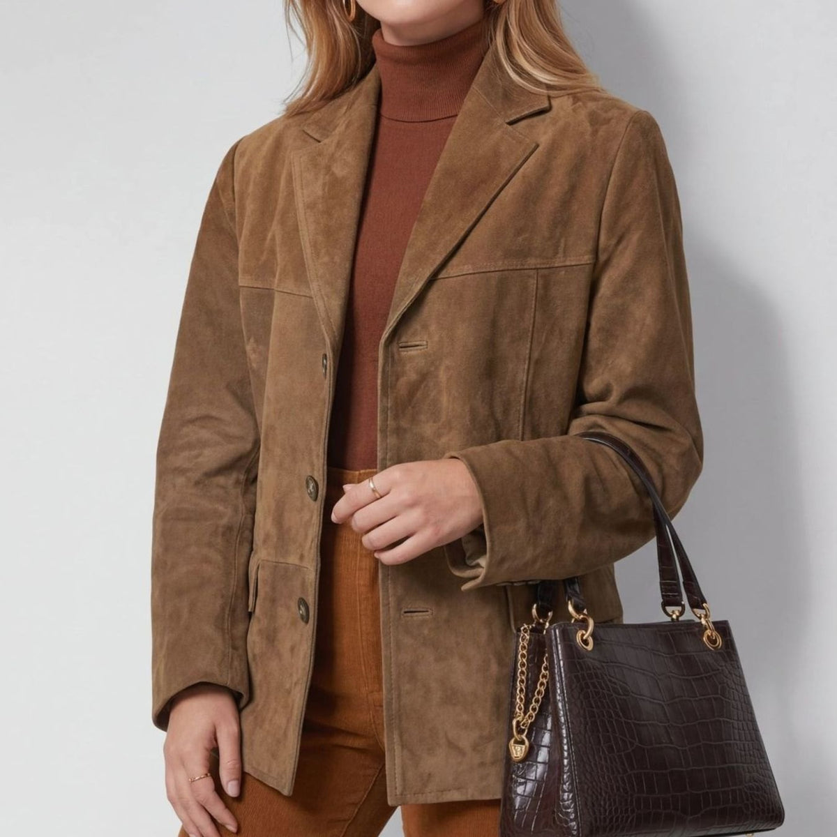 Women's Wool Blend Single-Breasted Lapel Overcoat