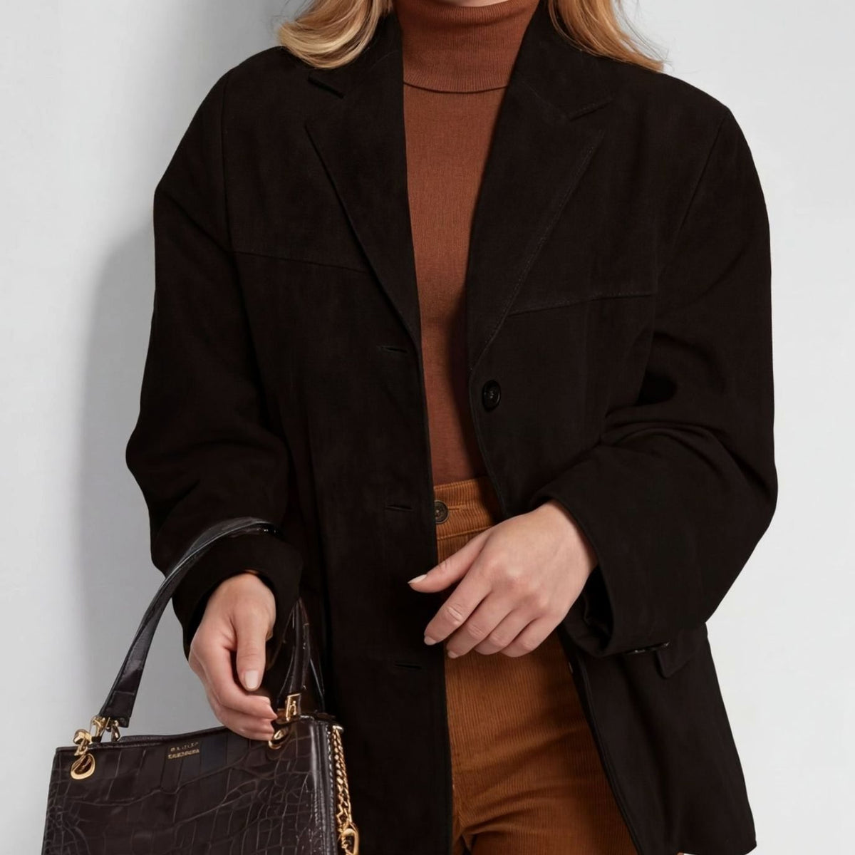 Women's Wool Blend Single-Breasted Lapel Overcoat