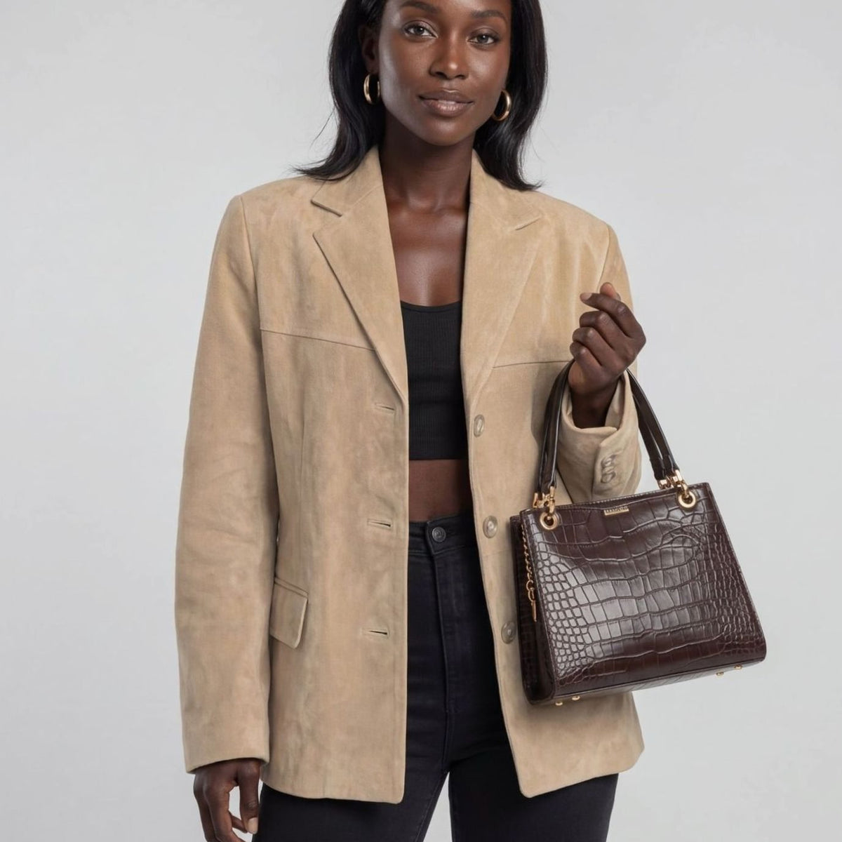 Women's Wool Blend Single-Breasted Lapel Overcoat