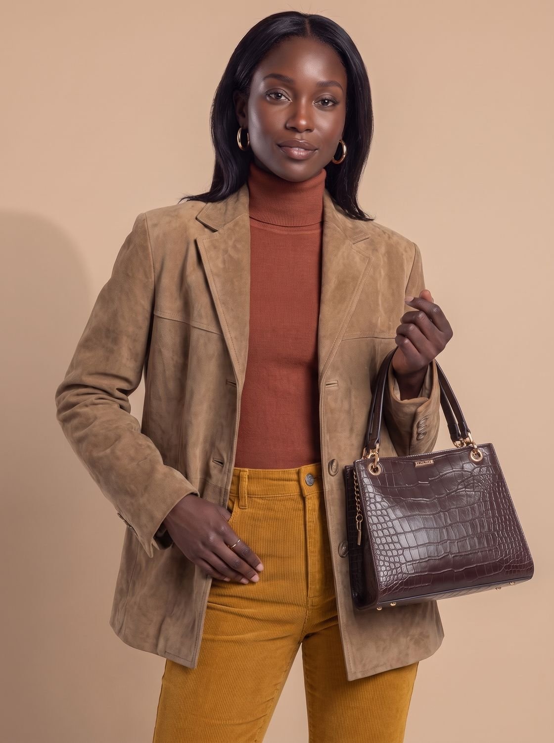 Sienna | Women's Wool Blend Single-Breasted Lapel Overcoat, Brown