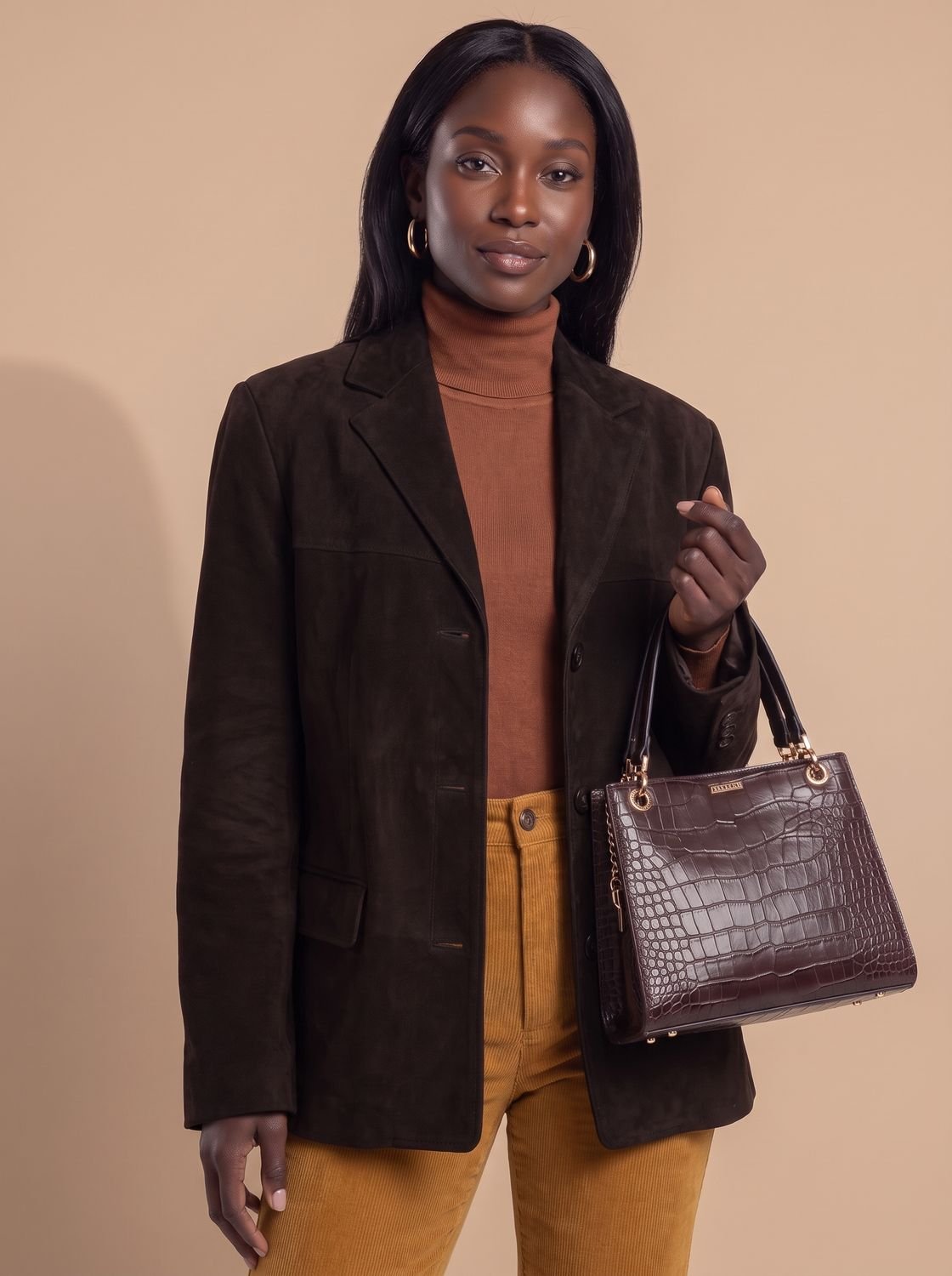 Sienna | Women's Wool Blend Single-Breasted Lapel Overcoat, Brown