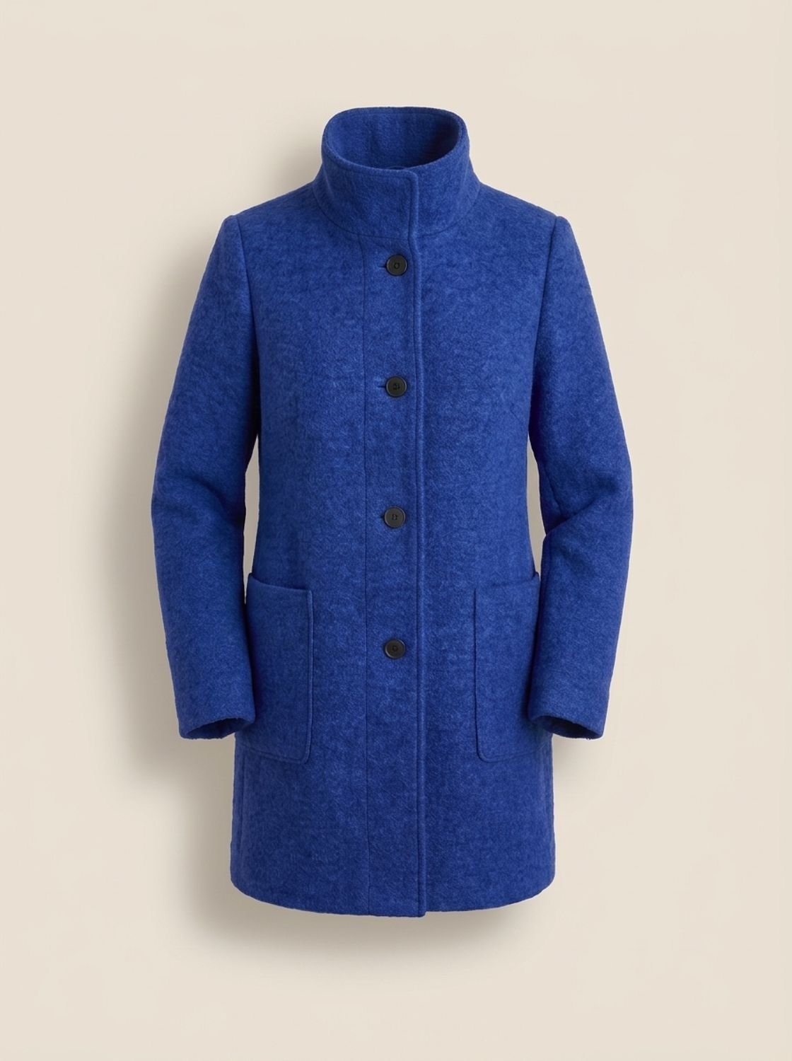 Freya | Women's Wool Blend Trench Coat High-Collar Button-Front Longline