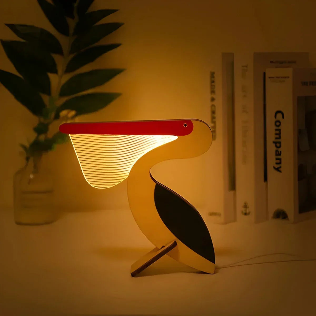 Wildlife Silhouette Acrylic Wood Touch Night Table Lamp