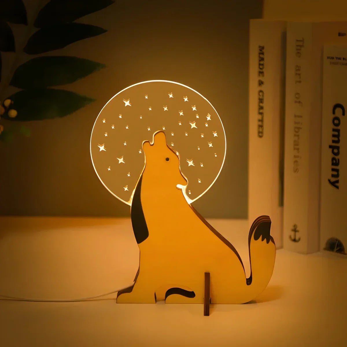 Wildlife Silhouette Acrylic Wood Touch Night Table Lamp