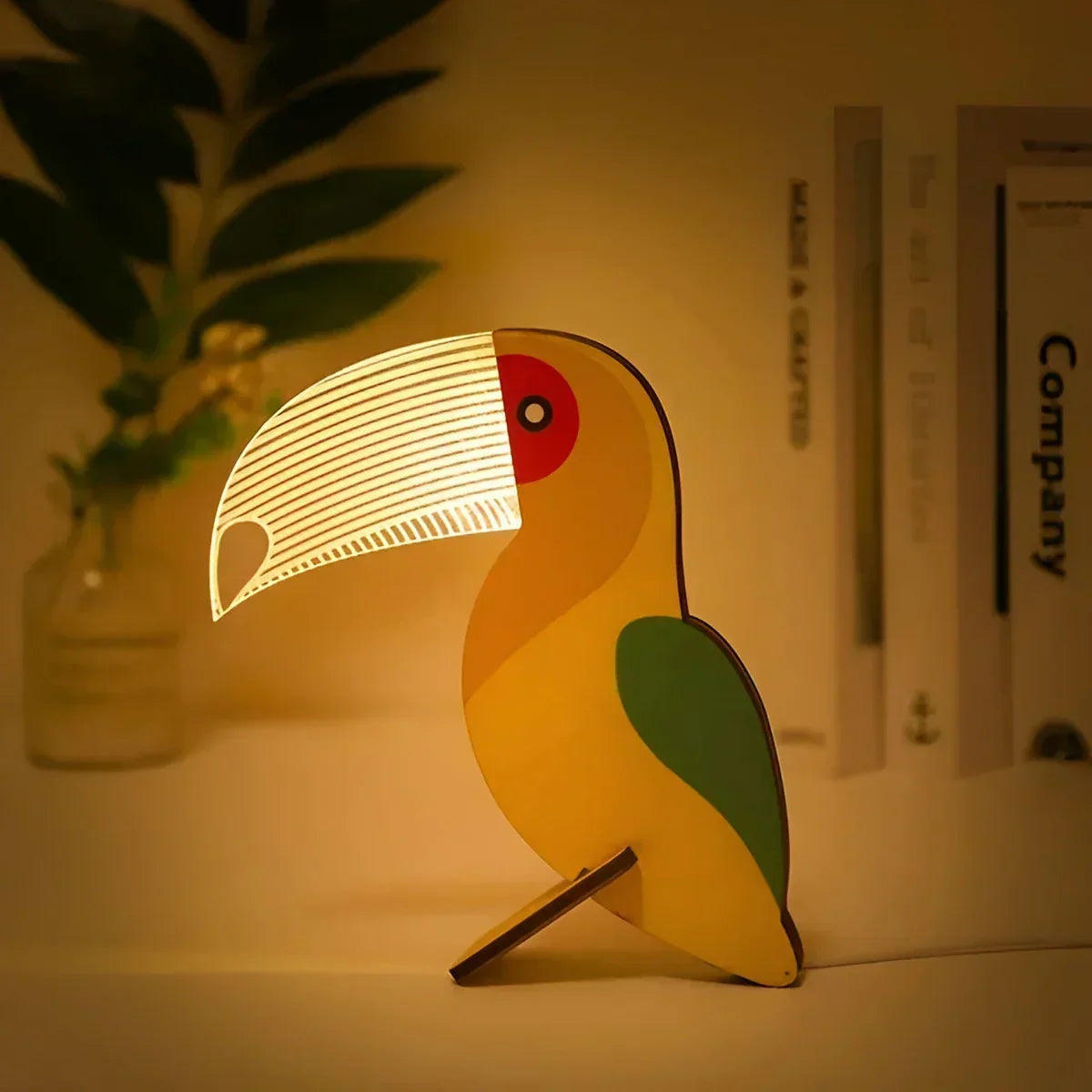 Wildlife Silhouette Acrylic Wood Touch Night Table Lamp