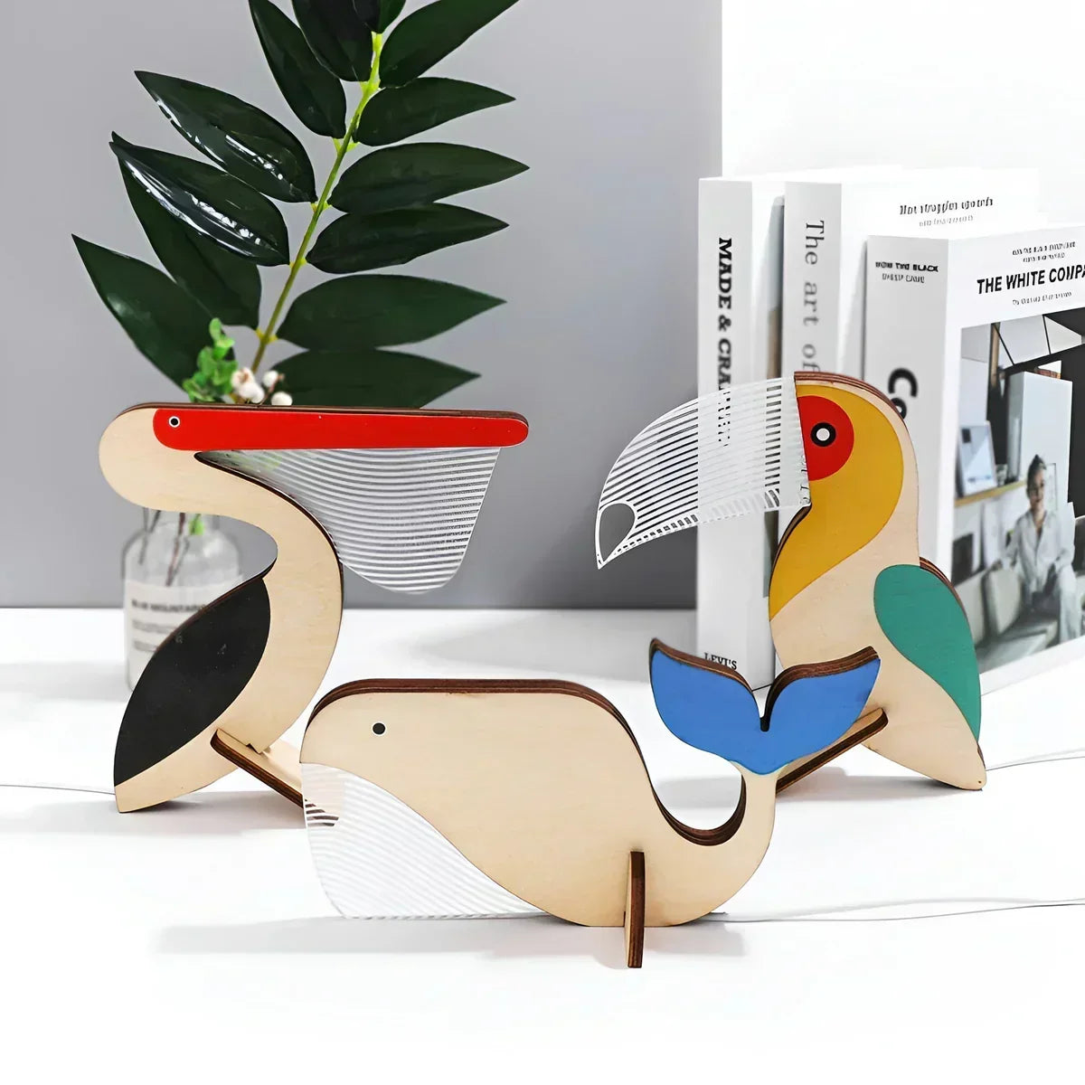 Wildlife Silhouette Acrylic Wood Touch Night Table Lamp