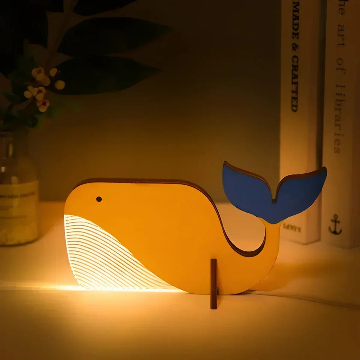 Wildlife Silhouette Acrylic Wood Touch Night Table Lamp