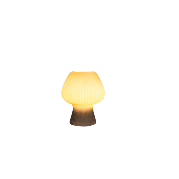 Vintage Ribbed Glass Mushroom Bedside Table Lamp